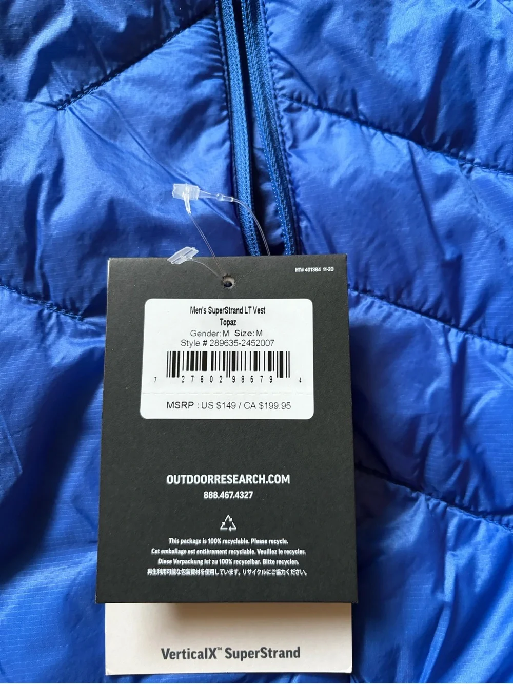 Outdoor Research Kids Bright Blue Quilted Insulated Vest